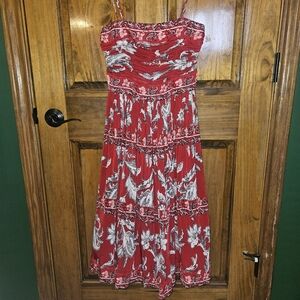 White House Black Market Red and White Floral Dress